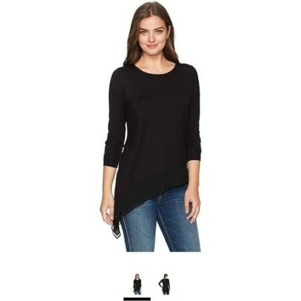 1.  Foxcroft Women's Long Sleeve Pullover Sweater Black Size 1X